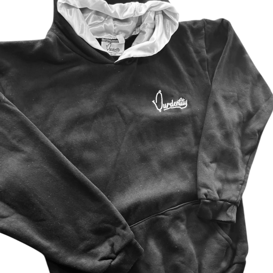 Satin Lined Black Overhead Hoodie