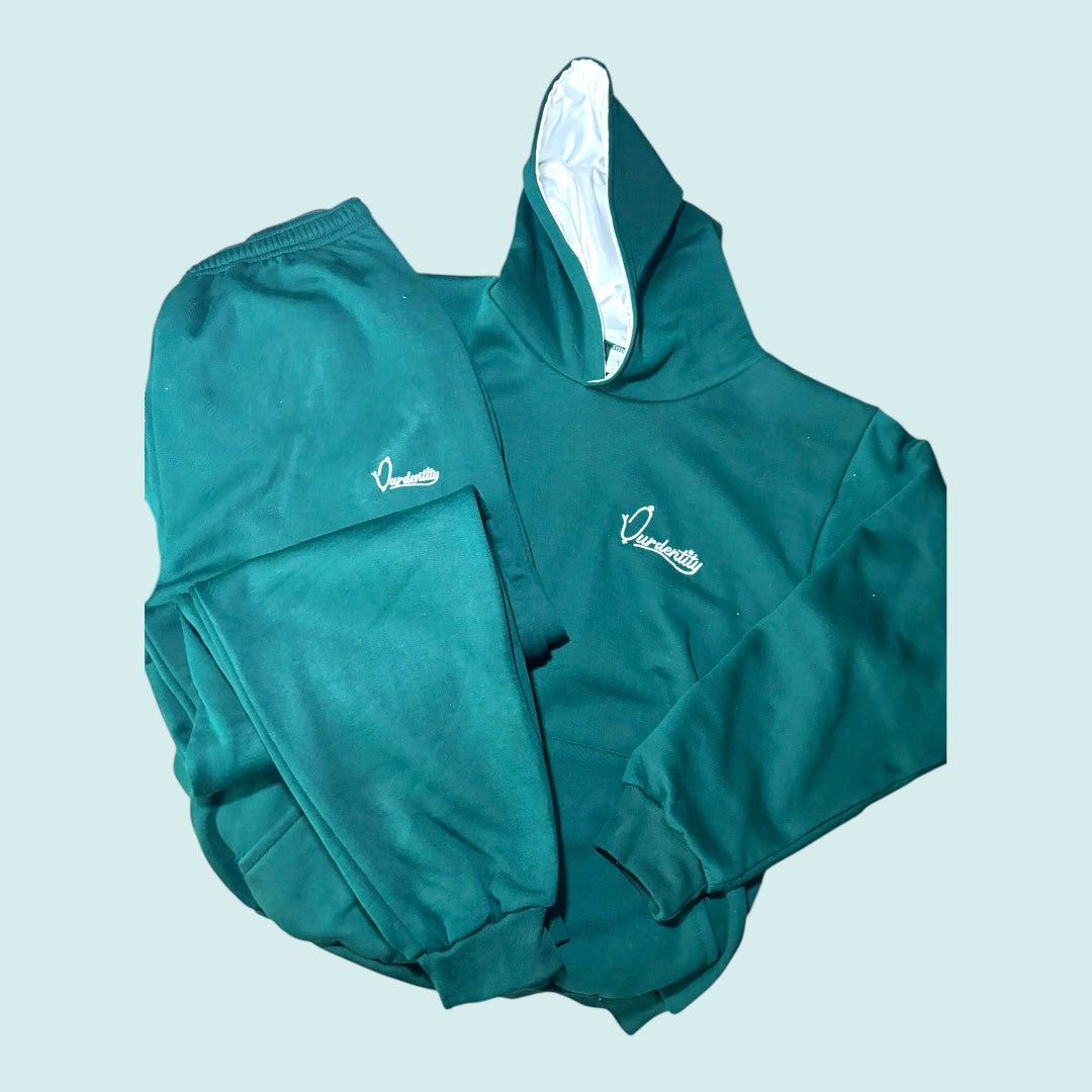 Forest Overhead Tracksuit with Satin Lined Hood and Cuffed Bottoms