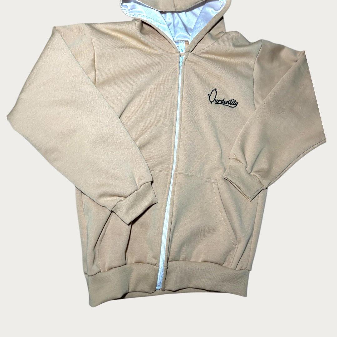 Satin Lined Caramel Full Zip Hoodie