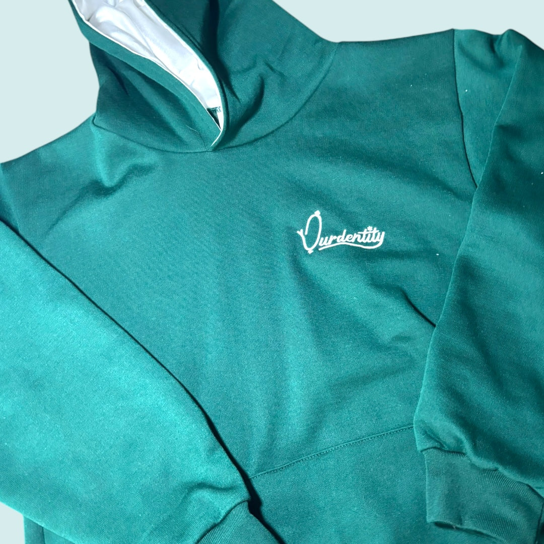 Satin Lined Forest Green Overhead Hoodie