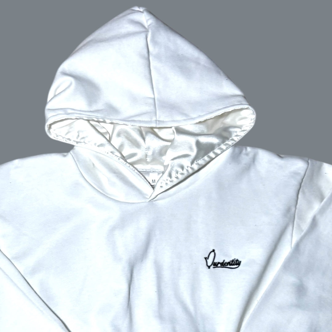 White Crop Overhead Hoodie