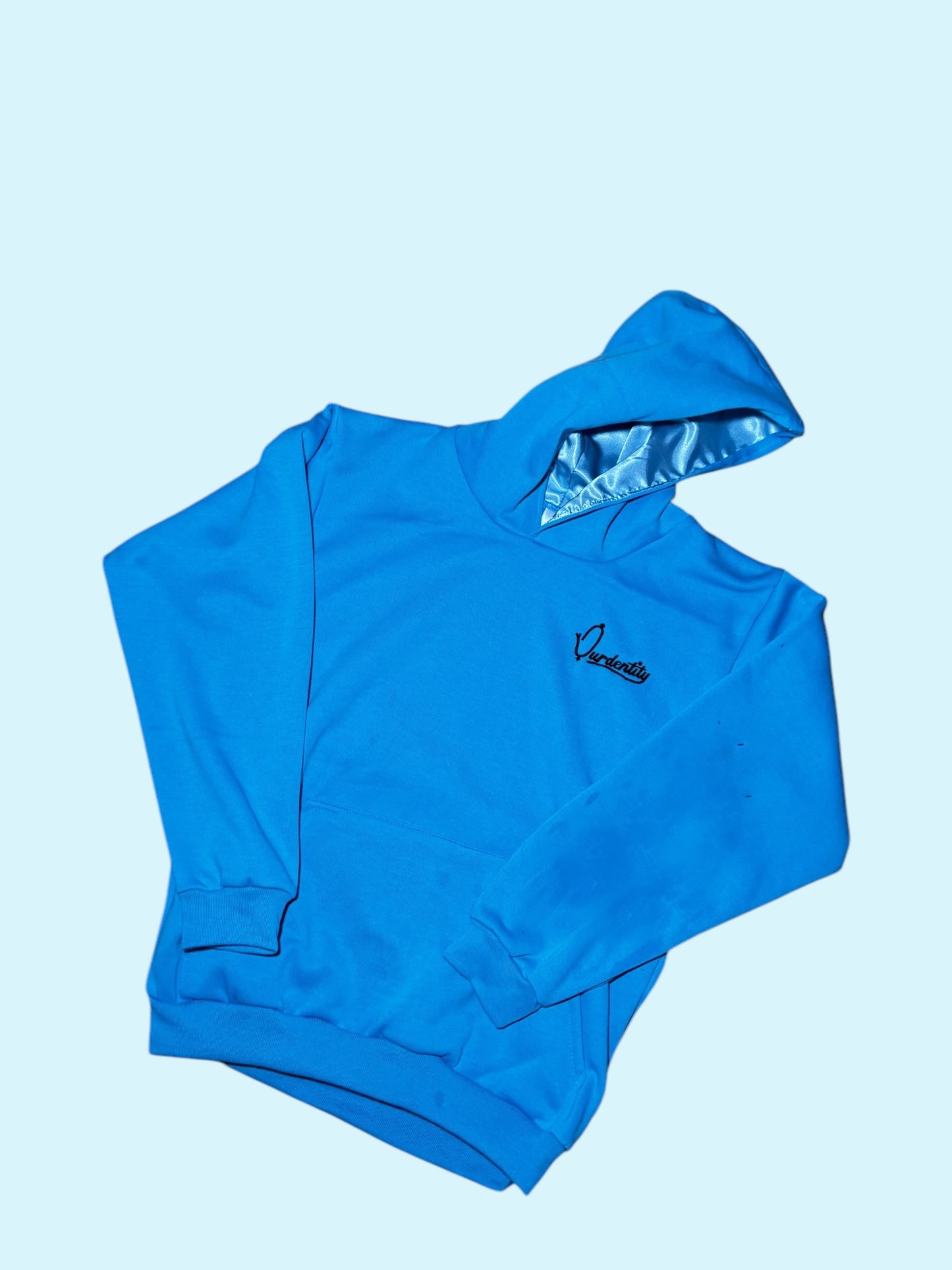 Satin Lined Sky Blue Overhead Hoodie