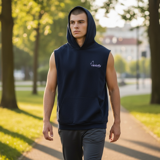 Navy Blue Sleeveless Hoodie