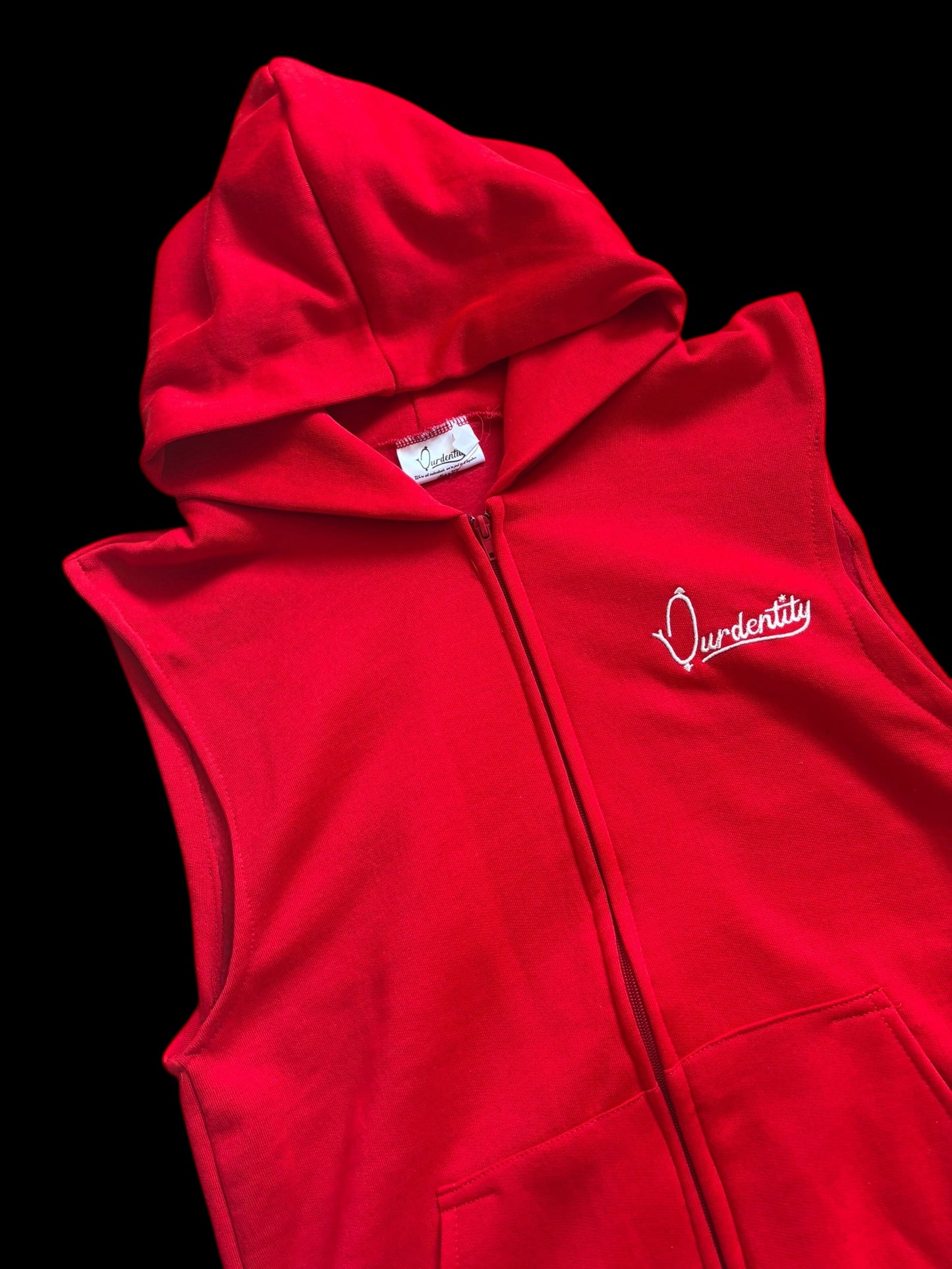 Red Sleeveless Hoodie