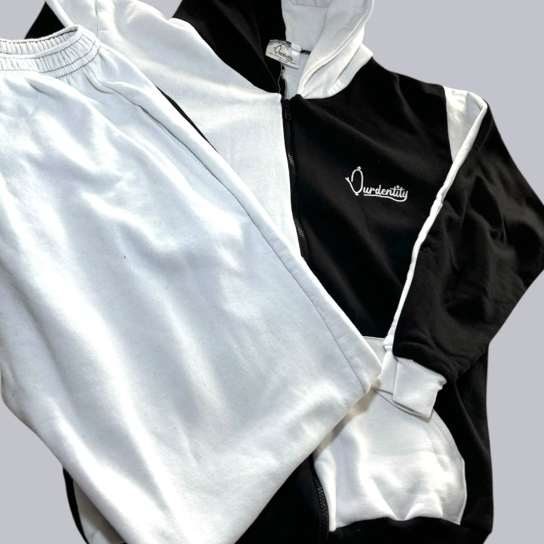 Chequered Full Zip Split Sleeve Cuff Bottom Tracksuit