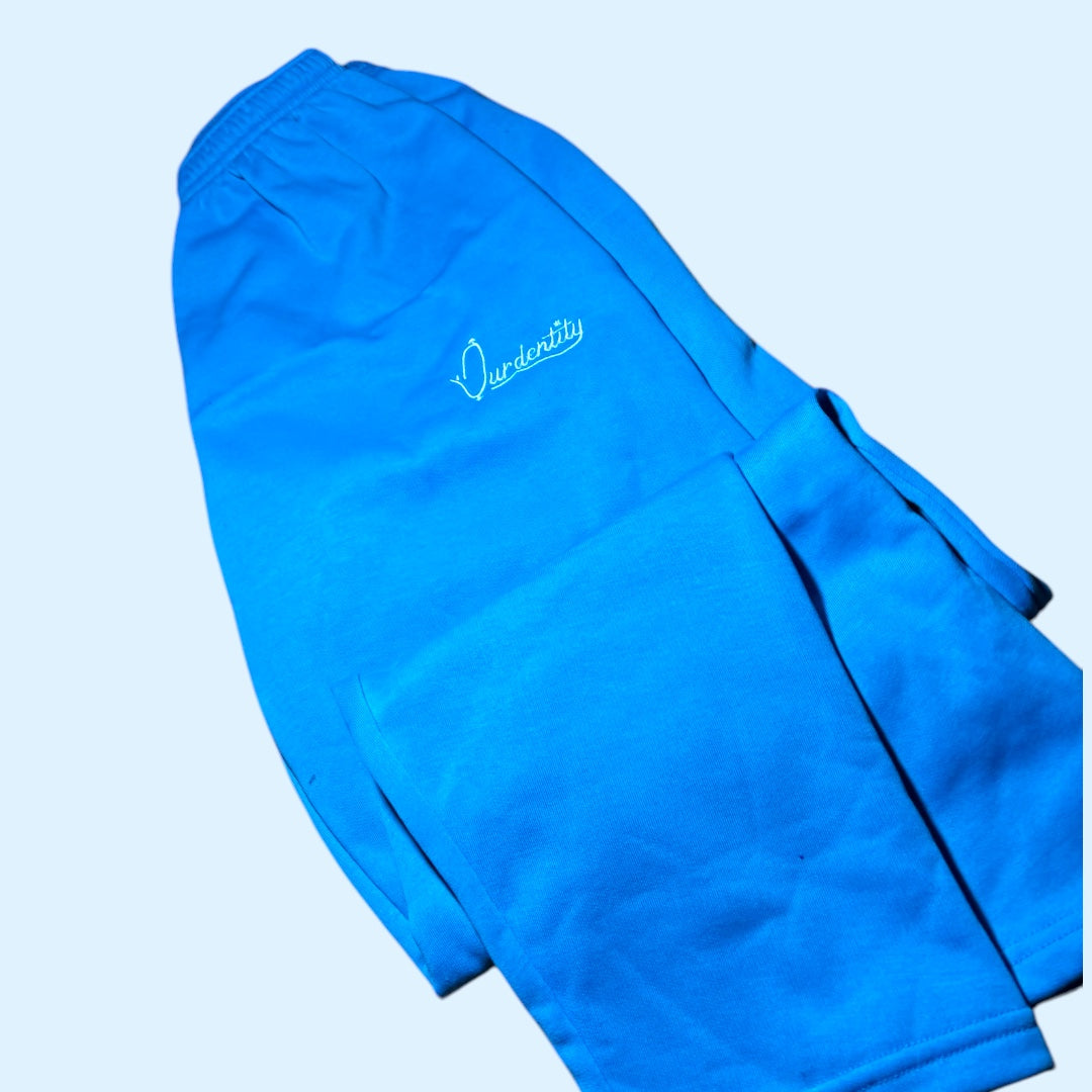 Sky Blue Zip Tracksuit with Open Ankle Bottoms