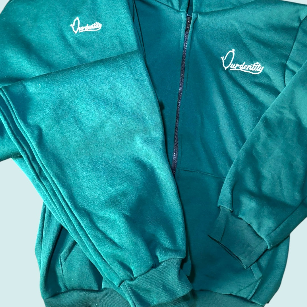 Forest Green Zip Cuffed Bottom Tracksuit