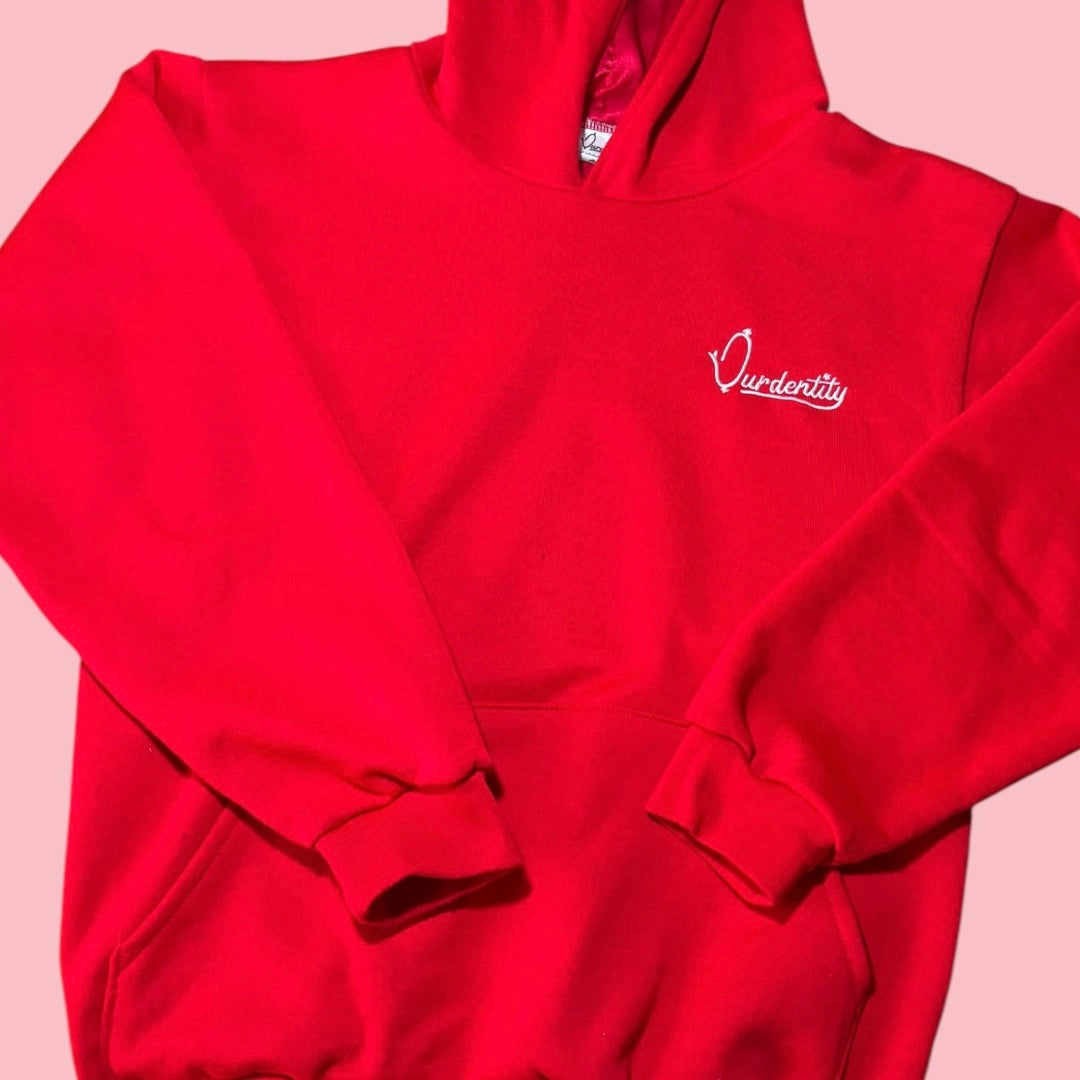 Satin Lined Red Overhead Hoodie