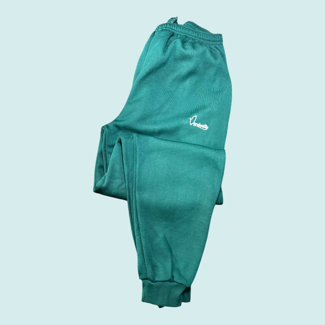 Forest Green Cuffed Tracksuit Bottoms