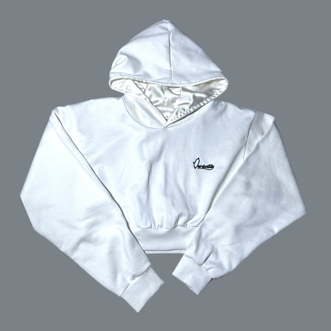 White Crop Overhead Hoodie