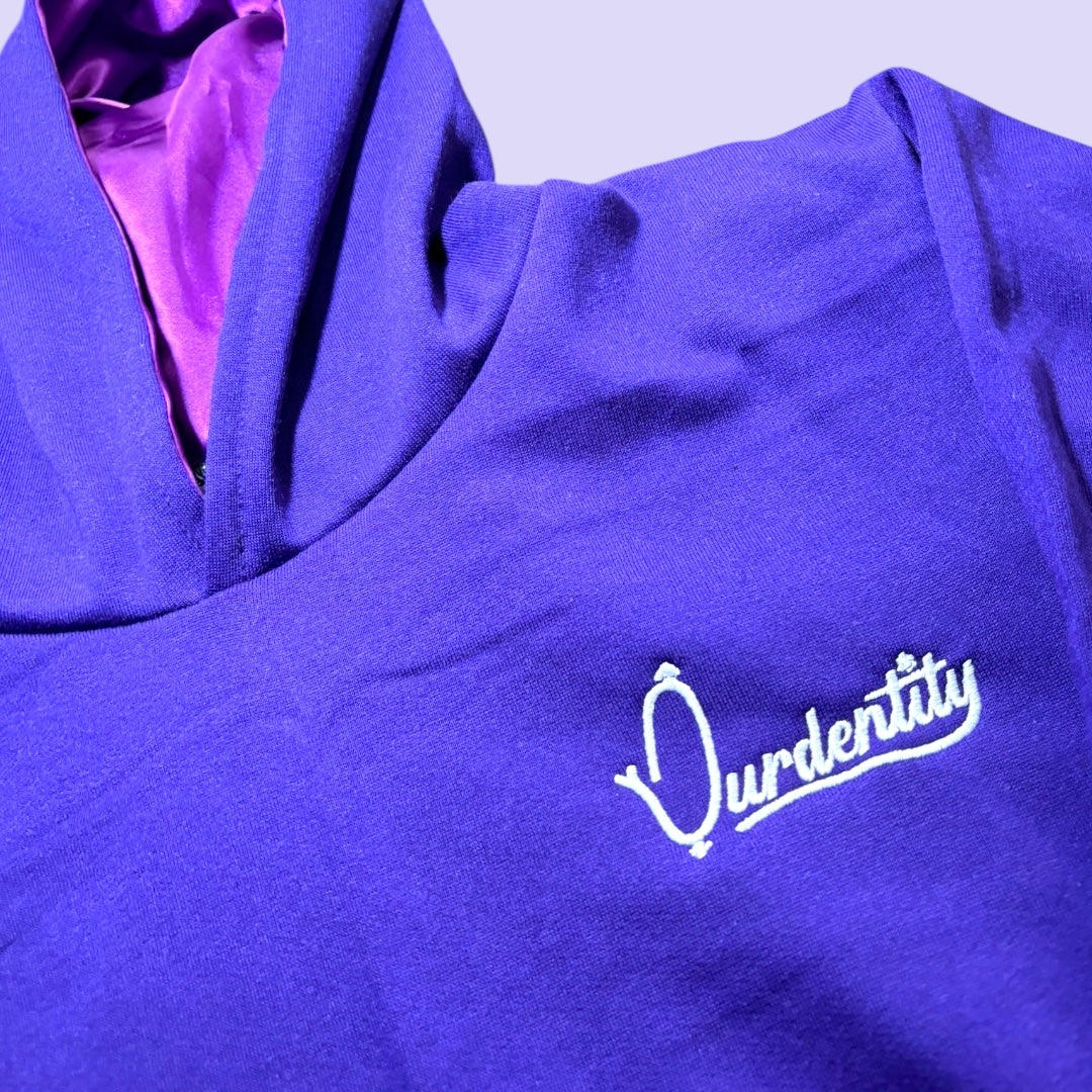 Satin Lined Purple Overhead Hoodie