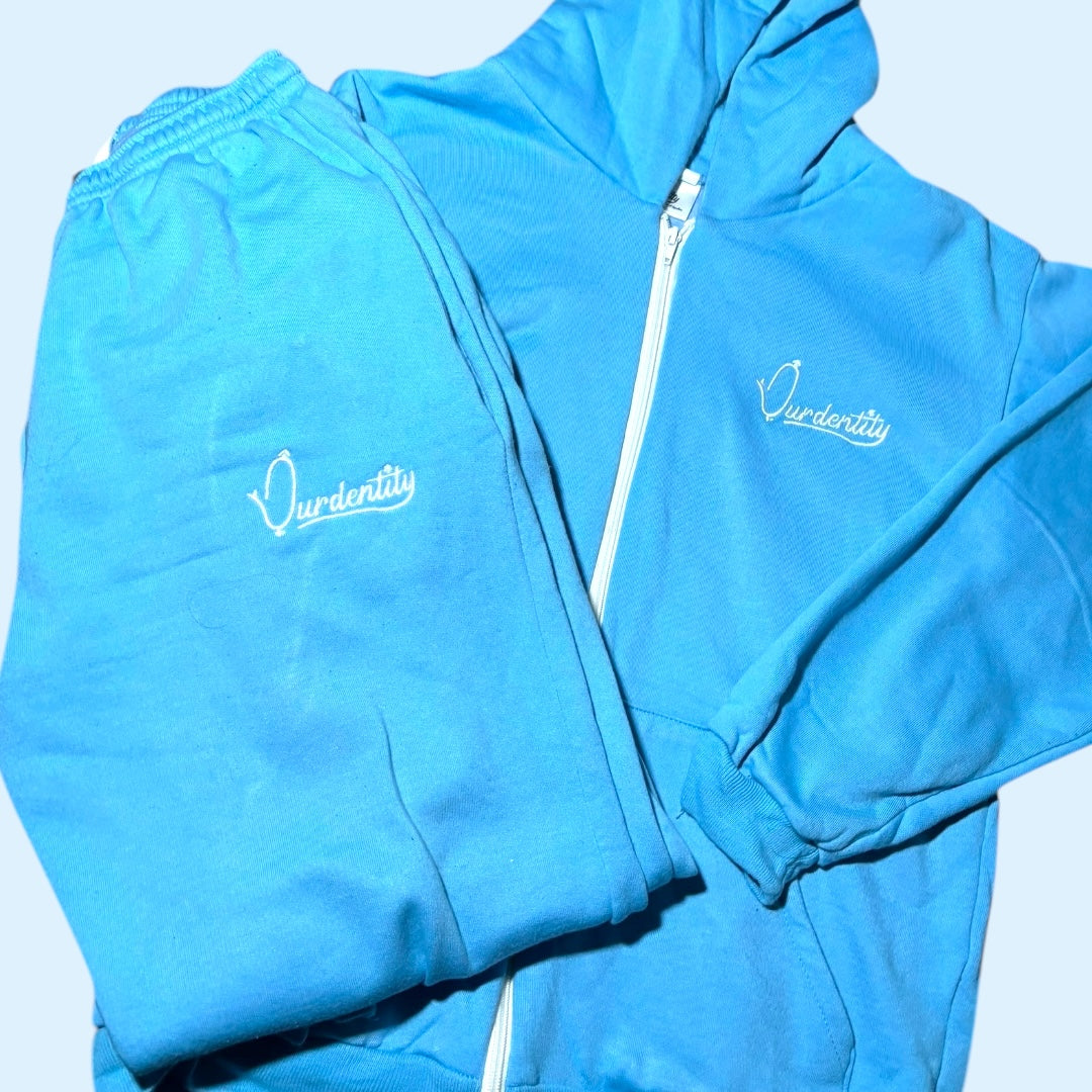 Sky Blue Full Zip Cuff Bottom Tracksuit