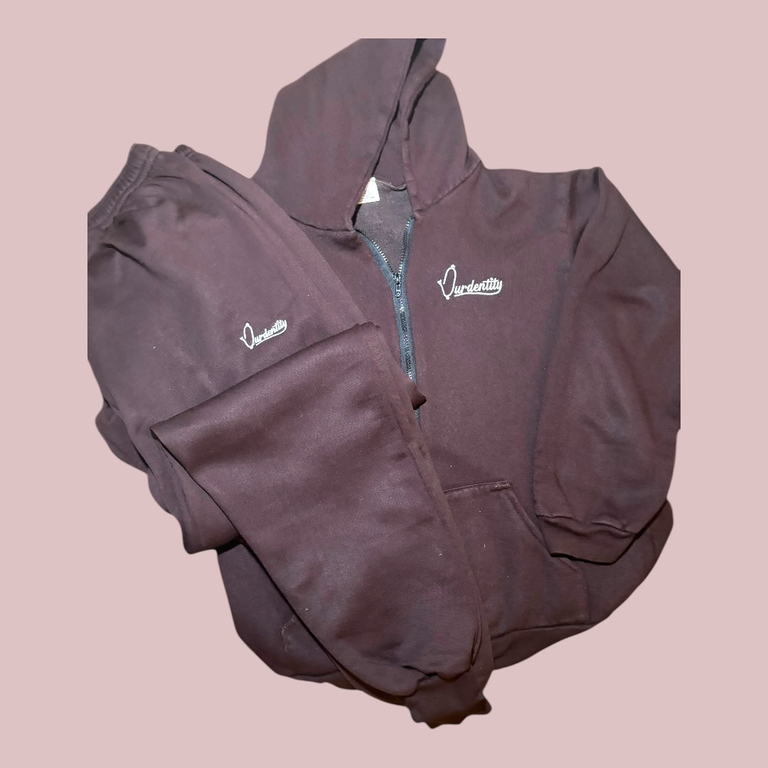 Brown Zip Cuffed Bottom Tracksuit