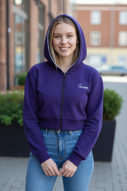 Purple Crop Zip Hoodie