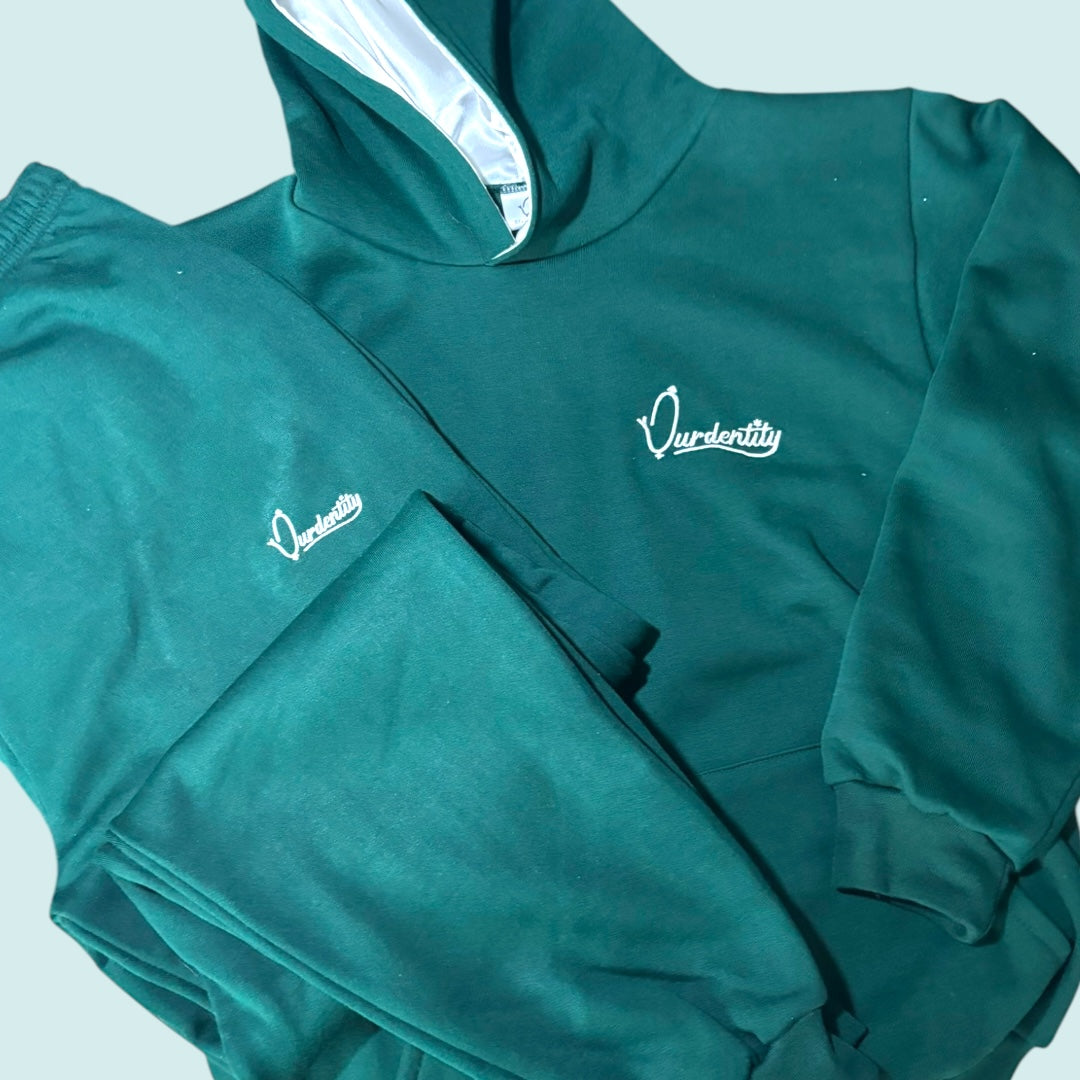 Forest Overhead Tracksuit with Satin Lined Hood and Cuffed Bottoms