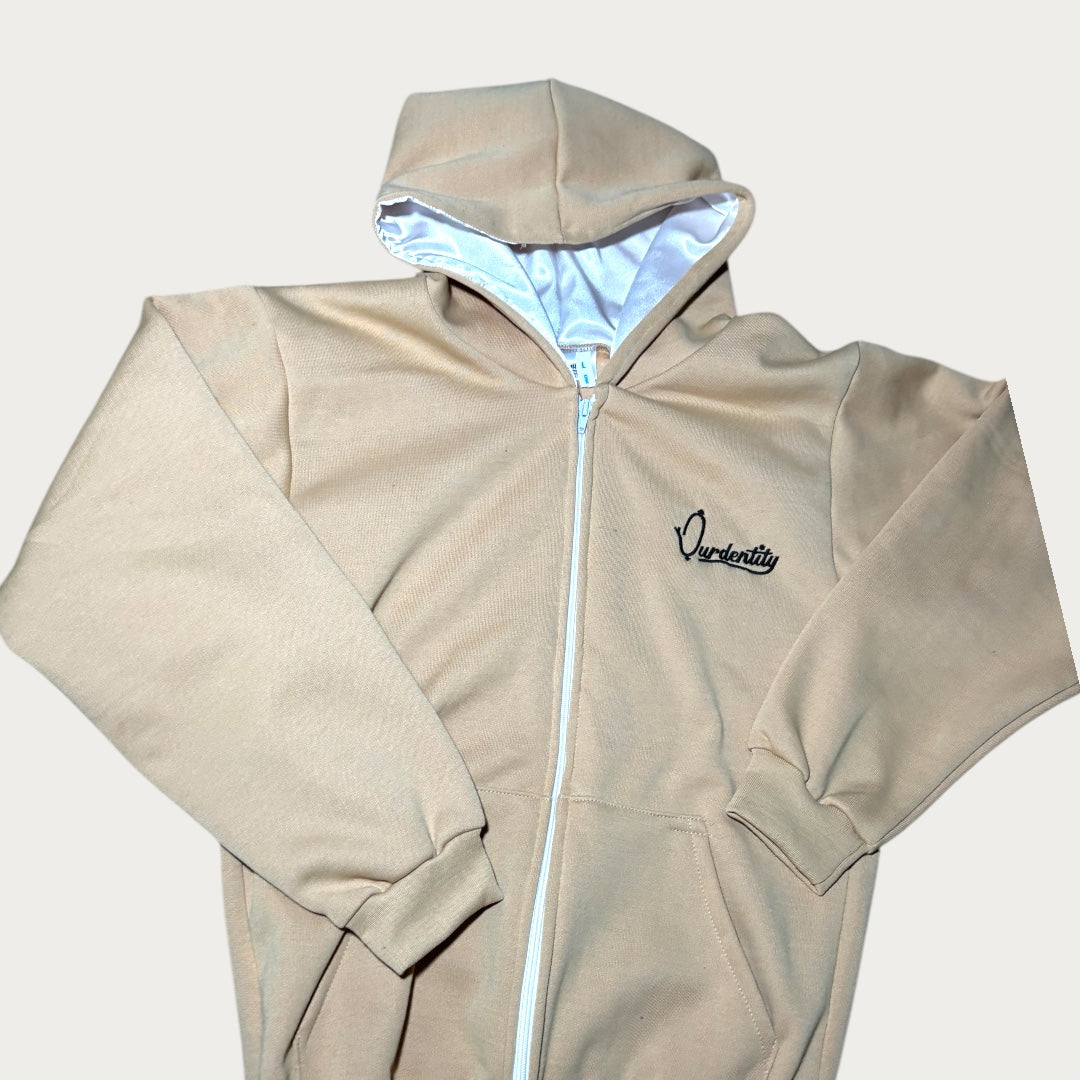 Satin Lined Caramel Full Zip Hoodie