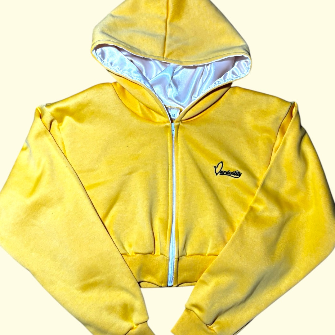 Yellow Crop Zip Hoodie