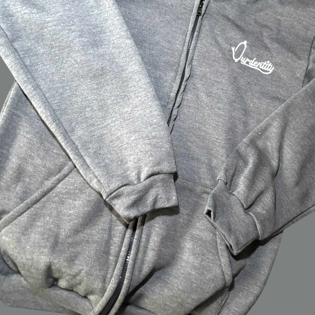 Satin Lined Smoke Grey Zip Hoodie