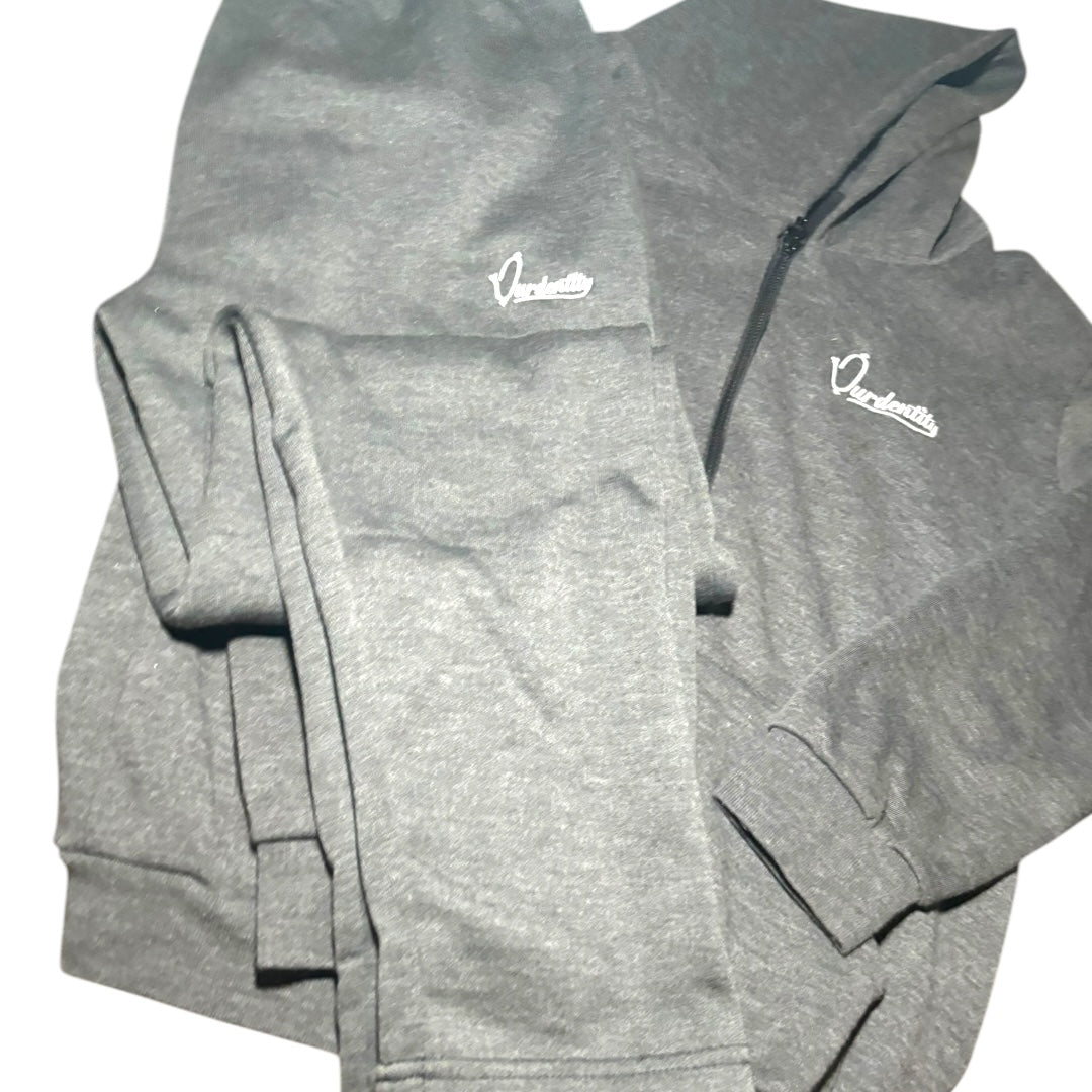 Smoke Grey Zip Tracksuit with Open Ankle Bottom