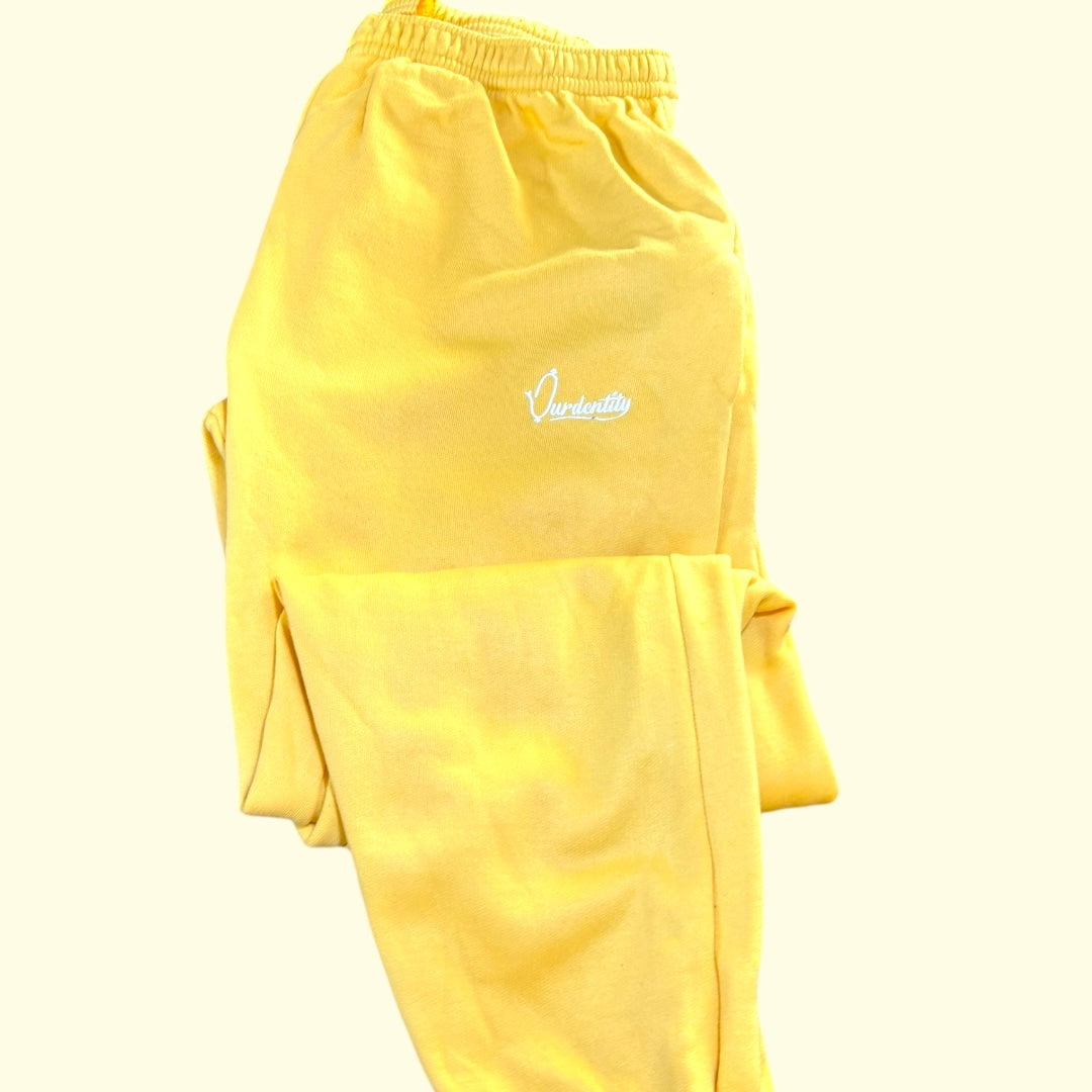 Yellow Overhead Tracksuit with Satin Lined Hood and Open Ankle Bottoms