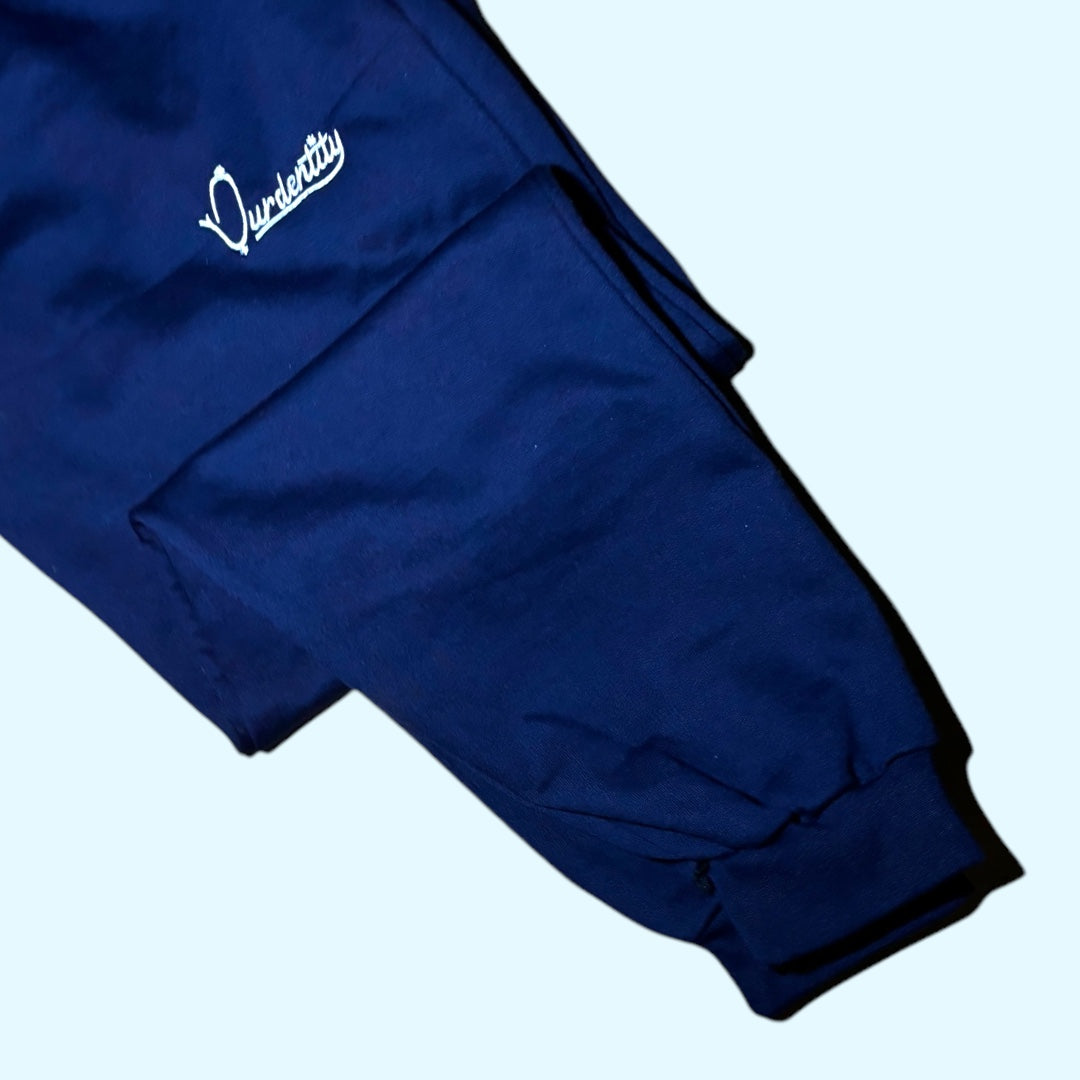 Navy Blue Cuffed Tracksuit Bottoms