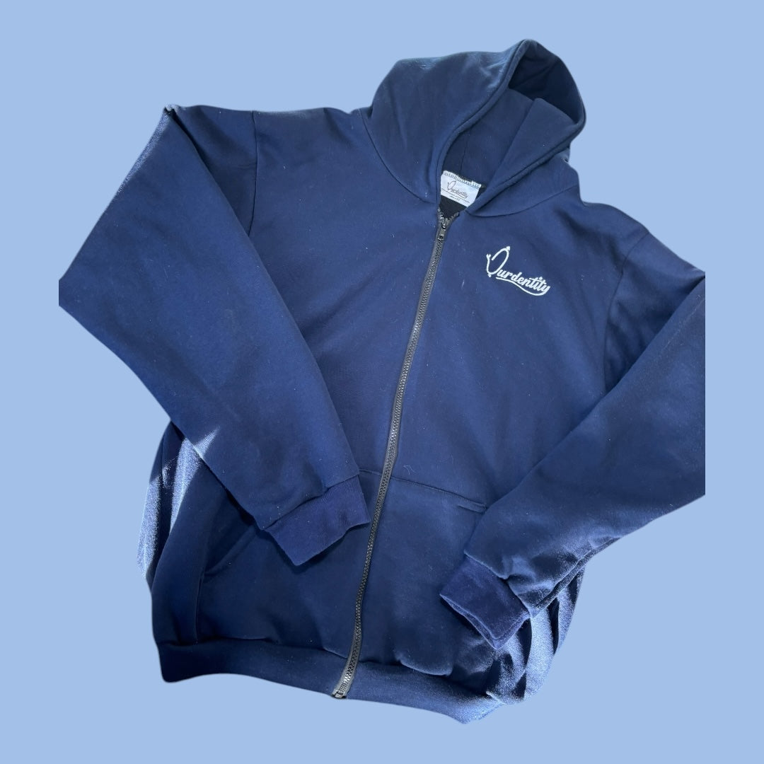 Navy Blue Zip Tracksuit with Open Ankle Bottoms