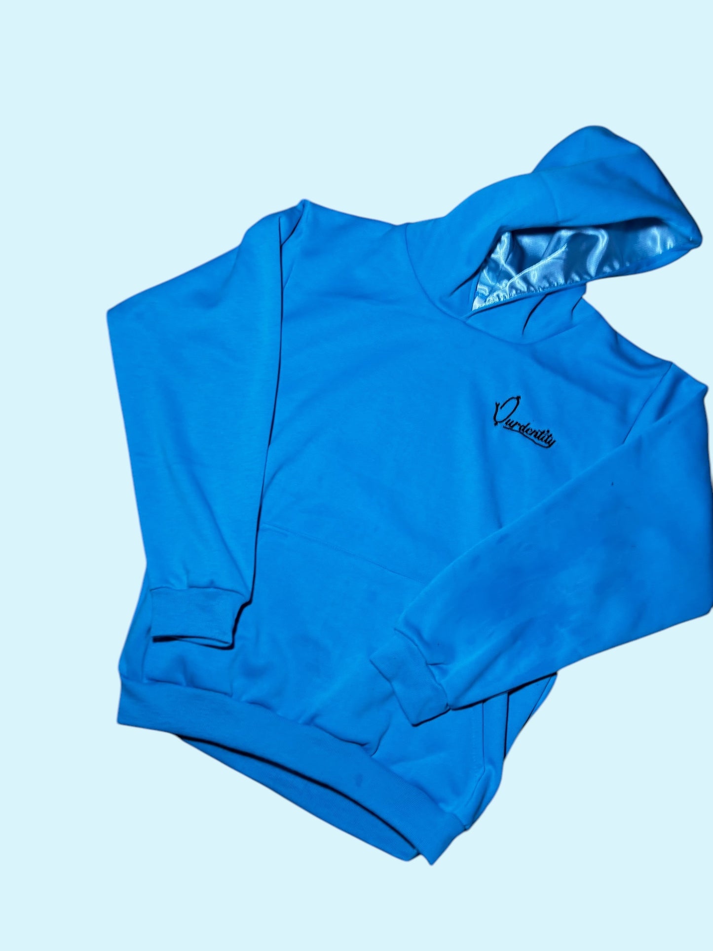 Satin Lined Sky Blue Overhead Hoodie