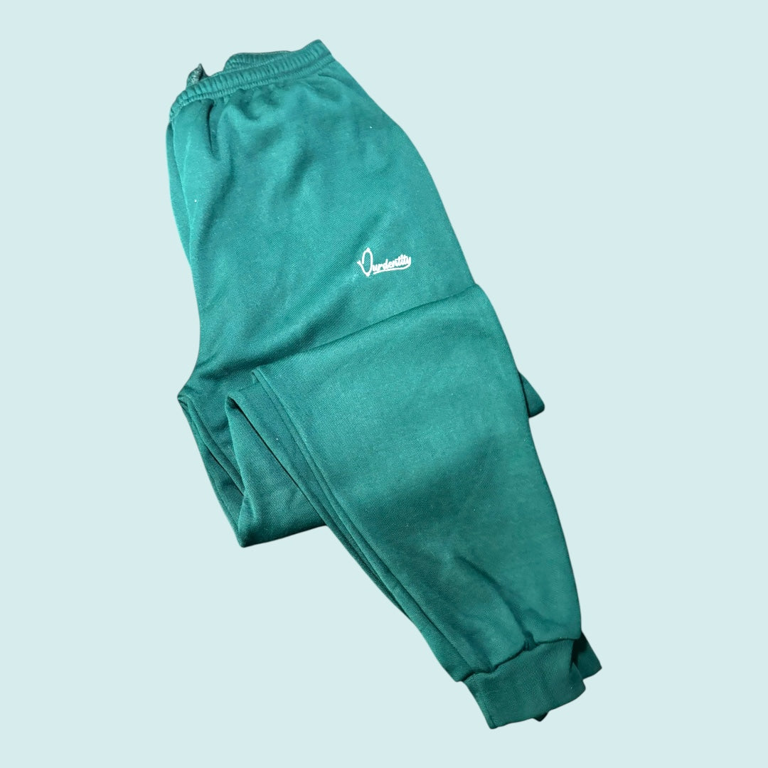 Forest Green Cuffed Tracksuit Bottoms
