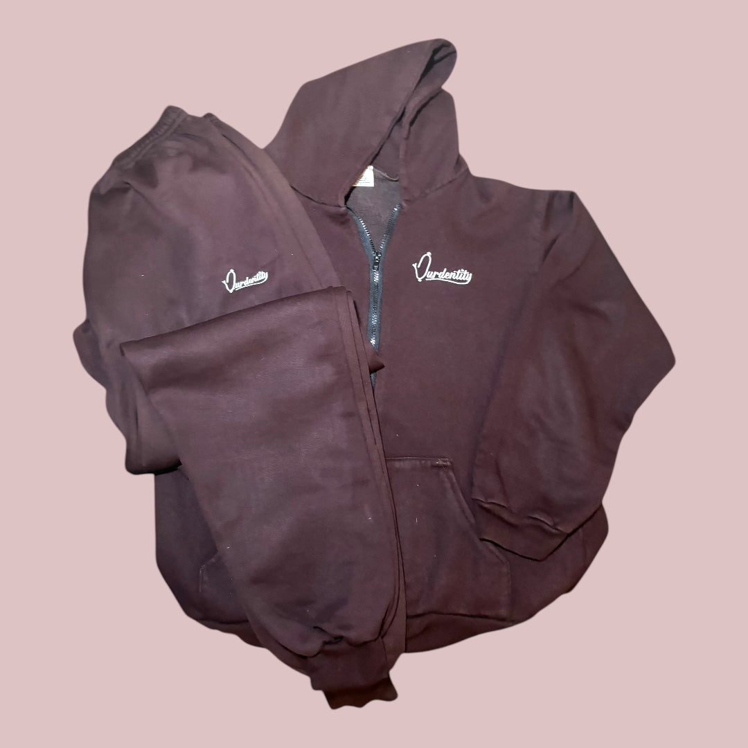 Brown Zip Cuffed Bottom Tracksuit