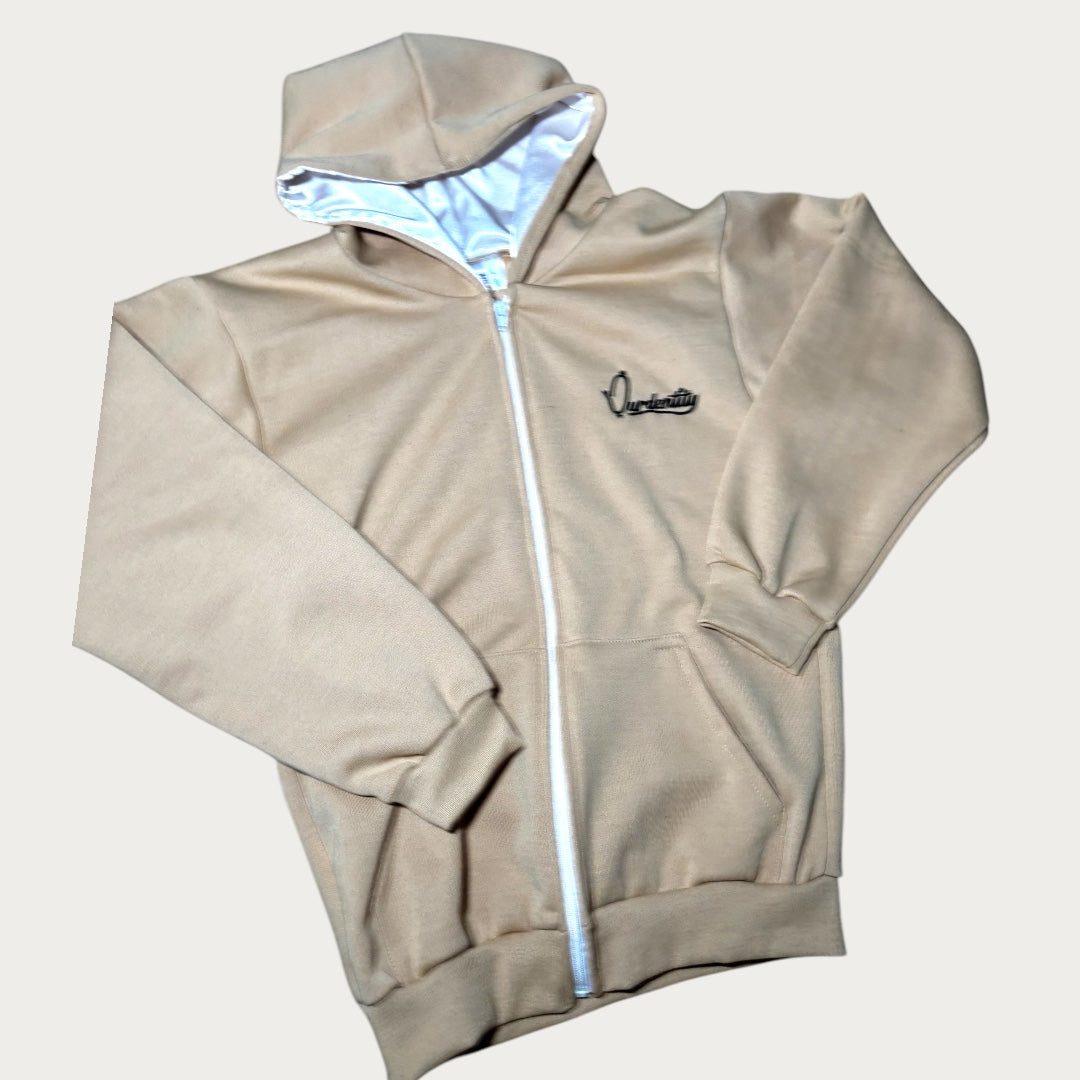 Satin Lined Caramel Full Zip Hoodie