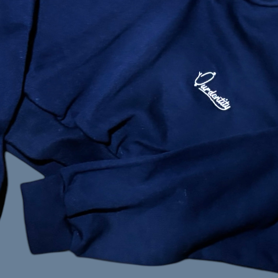 Navy Blue Crop Overhead Hoodie