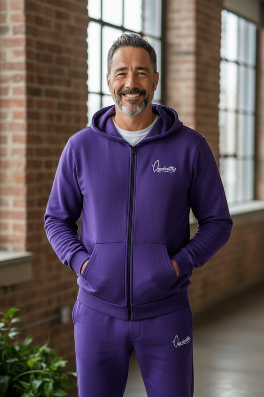 Purple Zip Tracksuit with Open Ankle Bottoms