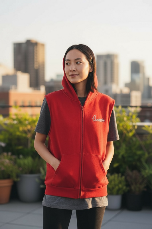 Red Sleeveless Hoodie