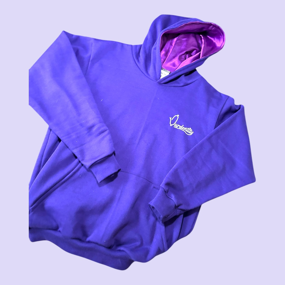 Purple Overhead Tracksuit with Satin Lined Hood and Cuffed Bottoms