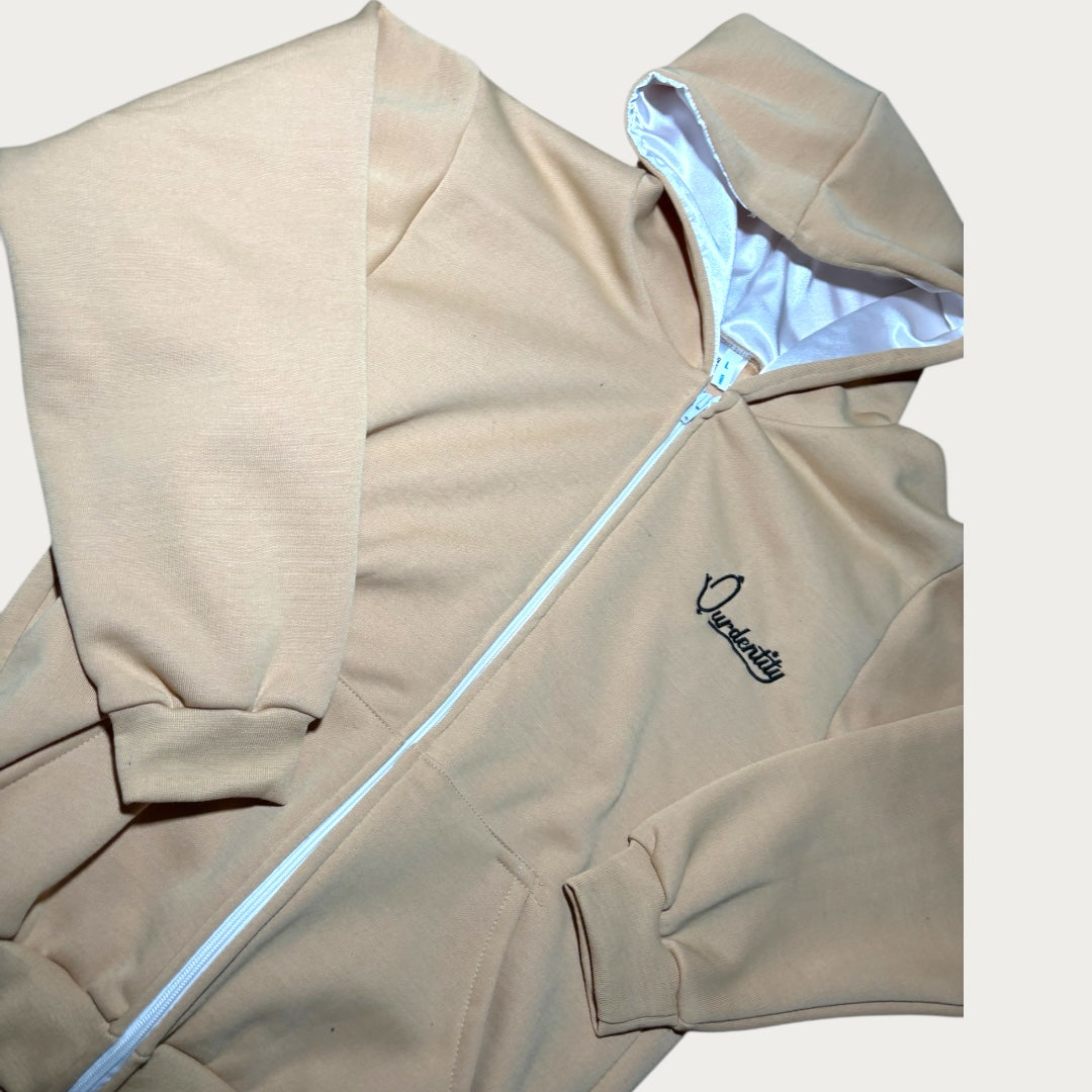 Satin Lined Caramel Full Zip Hoodie