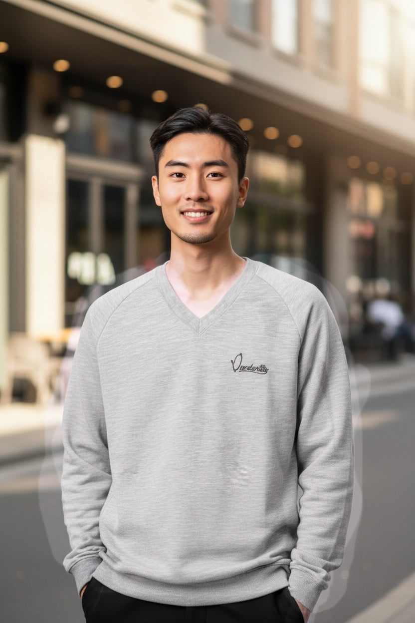 Silver Grey V Neck Jumper