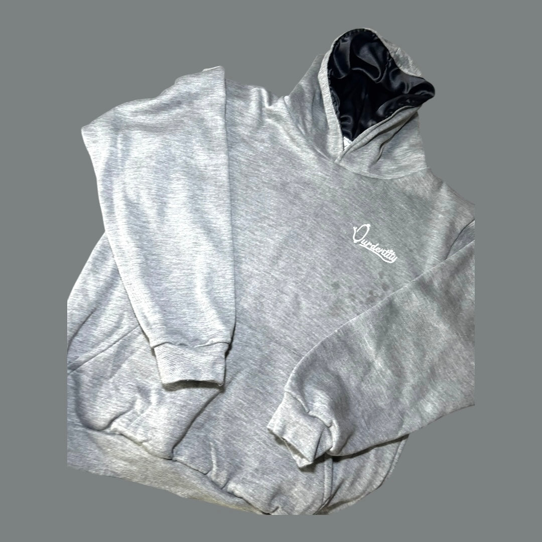 Smoke Grey Overhead Tracksuit with Satin Lined hood and Open Ankle Bottoms