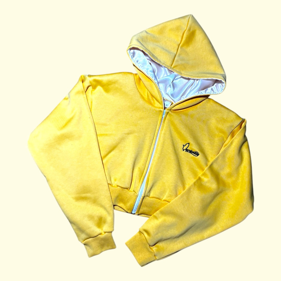 Yellow Crop Zip Hoodie