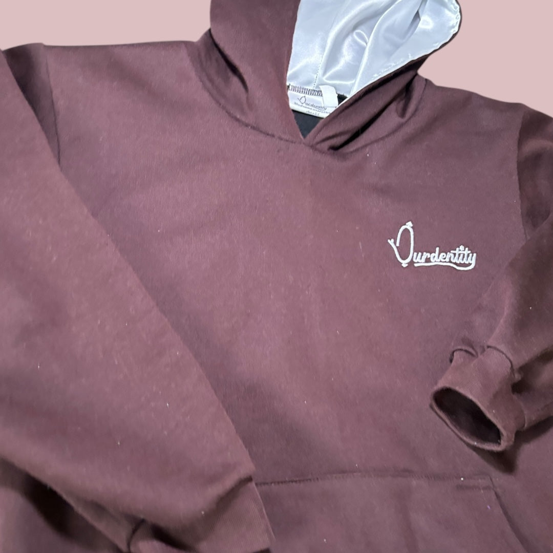 Satin Lined Brown Overhead Hoodie
