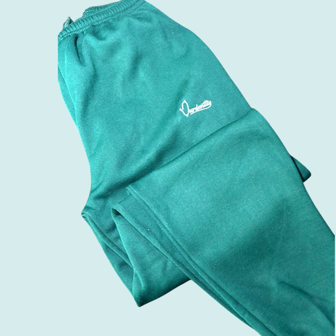 Forest Green Cuffed Tracksuit Bottoms