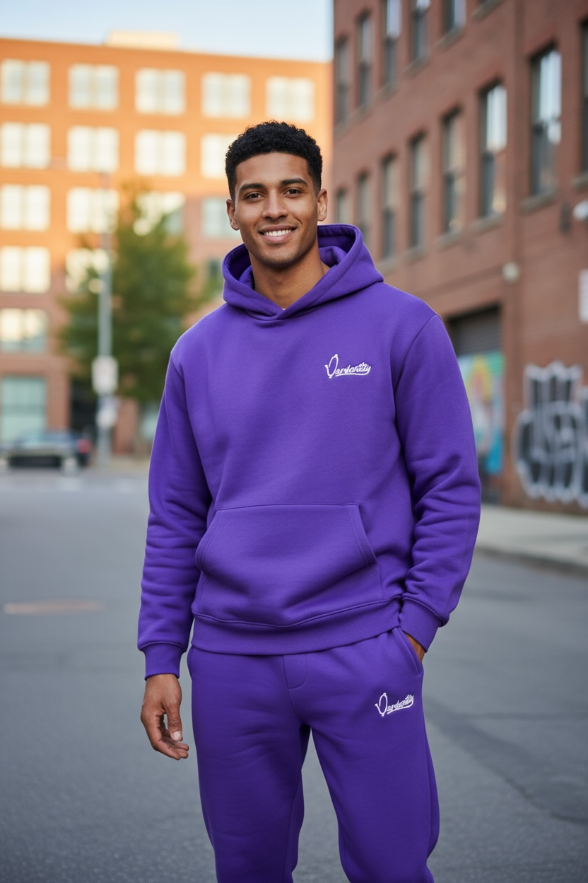 Purple Overhead Tracksuit with Open Ankle Bottoms