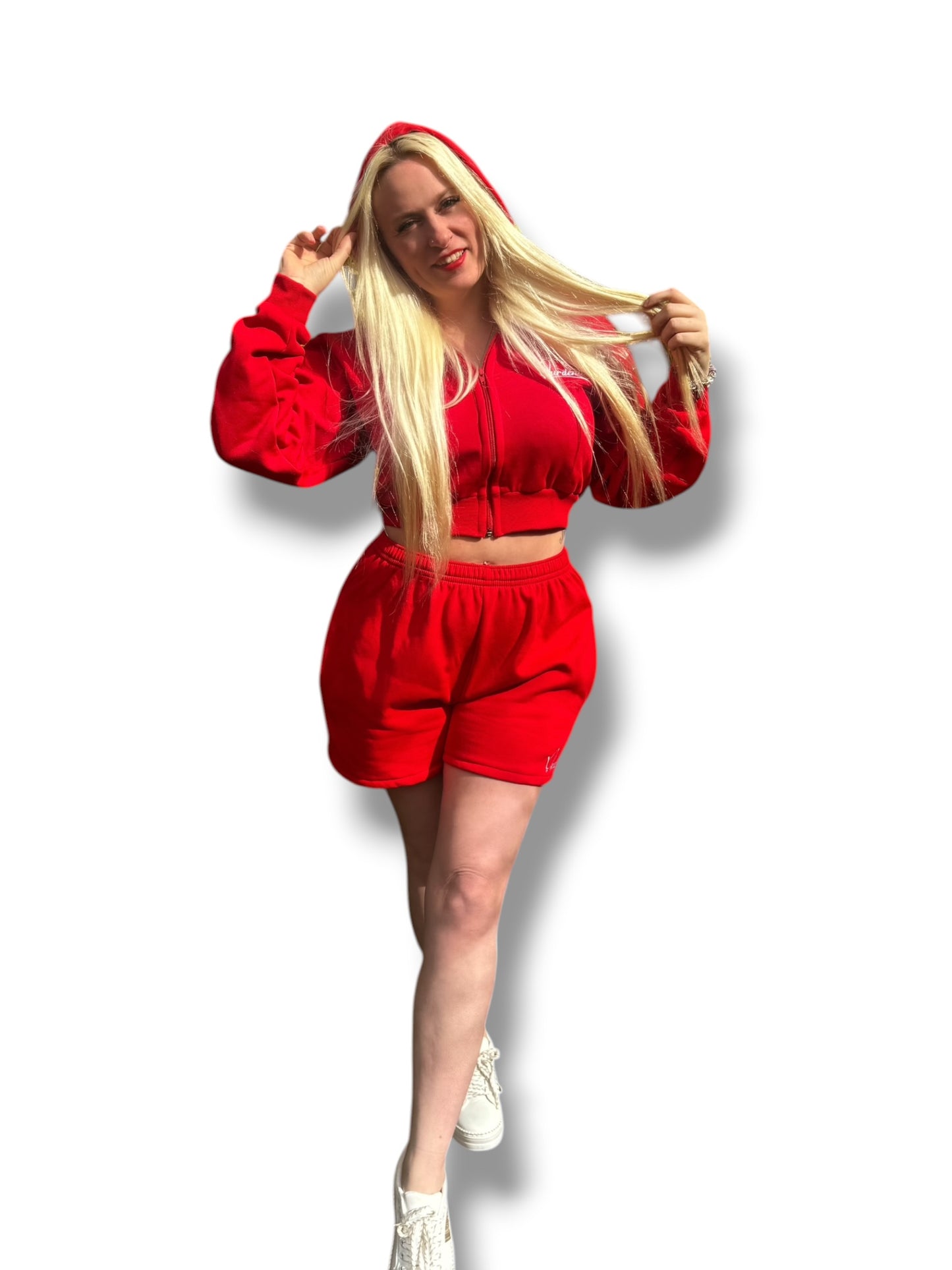 Red Loungewear Set with our Signature Satin Lined Hood