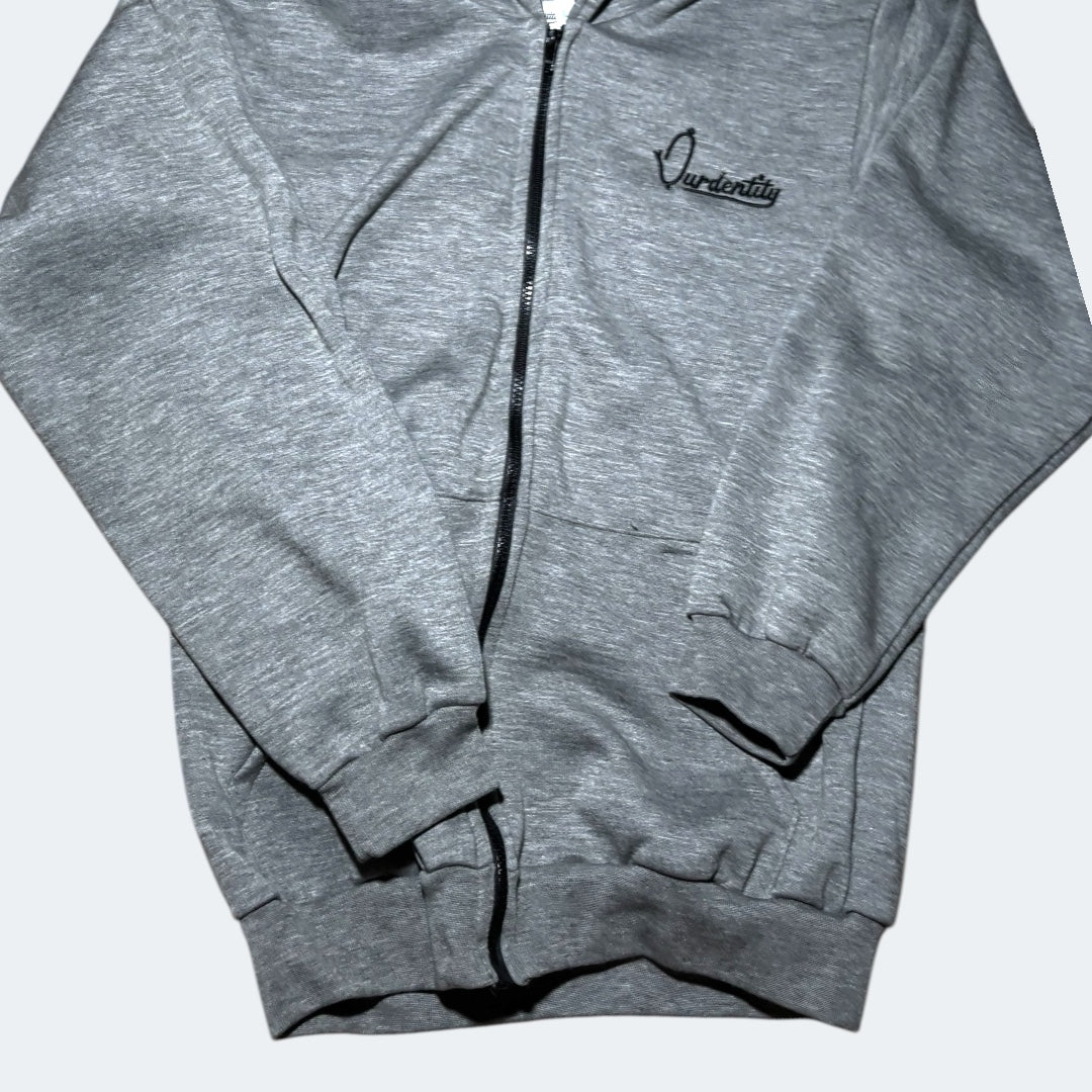 Satin Lined Smoke Grey Zip Hoodie