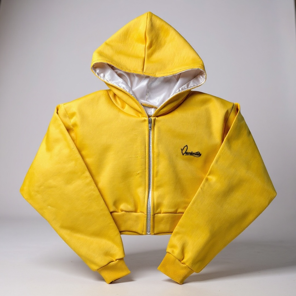 Yellow Crop Zip Hoodie