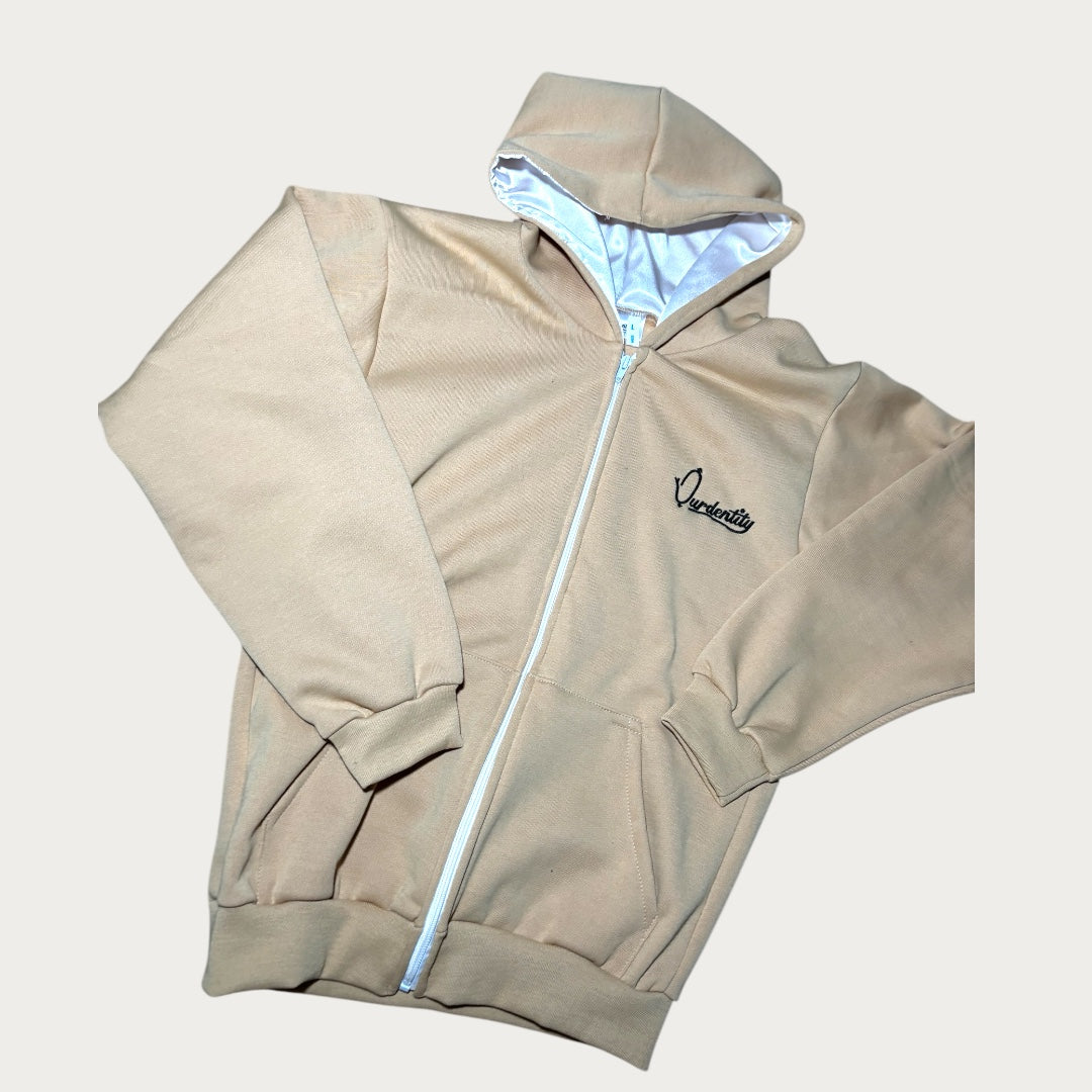 Satin Lined Caramel Full Zip Hoodie