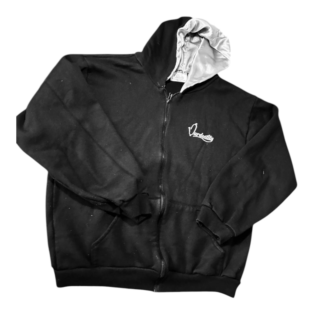 Satin Lined Black Full Zip Hoodie