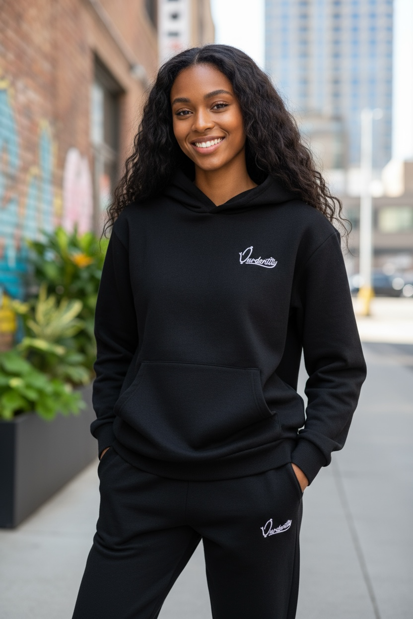 Satin Lined Black Overhead Hoodie