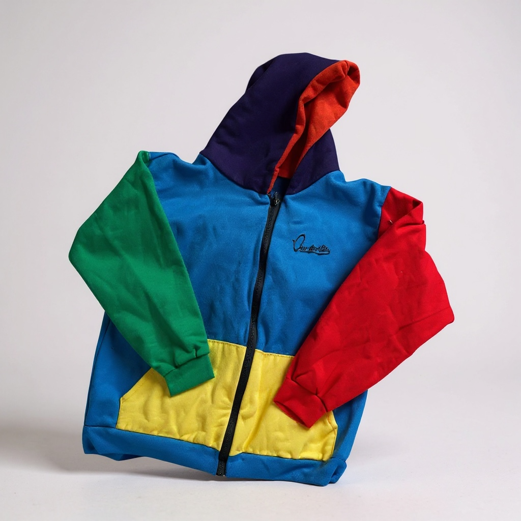 Colourblock Zip Hoodie Blue