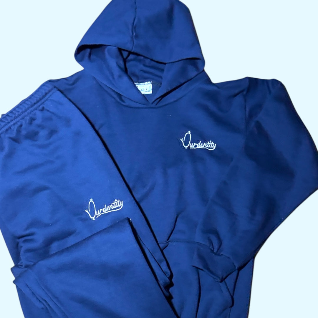 Navy Blue Overhead Tracksuit with Open Ankle Bottoms