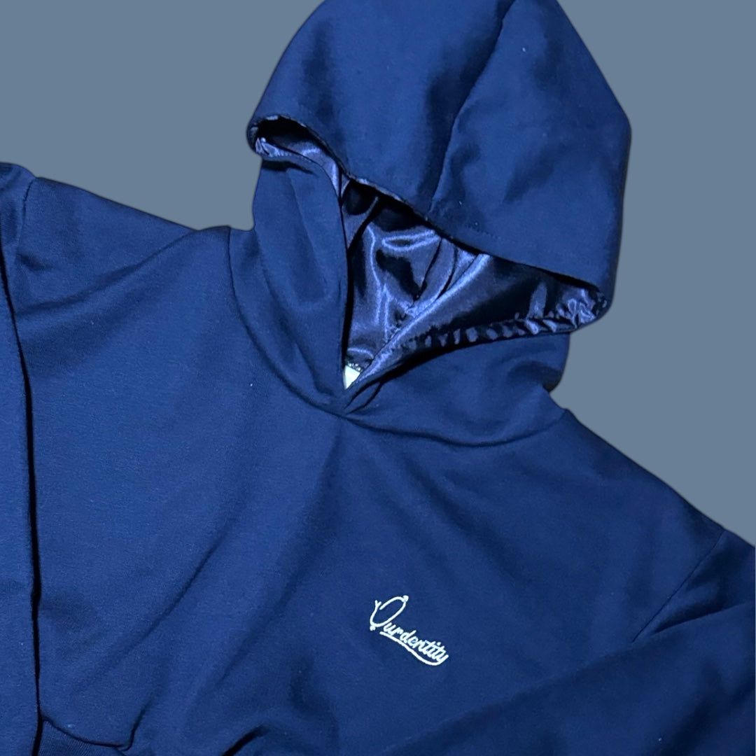 Navy Blue Crop Overhead Hoodie